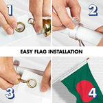 Load image into Gallery viewer, G128 Combo Pack: 6 Ft Tangle Free Spinning Flagpole (White) &amp; Bangladesh Flag 3x5 Ft Printed 150D Polyester, Brass Grommets (Flag Included) Aluminum Flag Pole