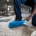 Load image into Gallery viewer, Disposable Shoe Covers for Indoors Outdoors 16x6 inch 100 Pack Blue Boot Covers