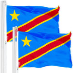 Load image into Gallery viewer, G128 2 Pack: DR Congo Congolese Flag  3x5 Ft  Printed 150D Polyester  Indoor/Outdoor, Vibrant Colors, Brass Grommets, Quality Polyester, Much Thicker More Durable Than 100D 75D Polyester