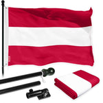 Load image into Gallery viewer, G128 Combo Pack: 6 Ft Tangle Free Spinning Flagpole (Black) &amp; Austria Flag 3x5 Ft Printed 150D Polyester, Brass Grommets (Flag Included) Aluminum Flag Pole