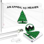 Load image into Gallery viewer, G128 Combo Pack: 6 Ft Tangle Free Aluminum Spinning Flagpole (Silver) &amp; An Appeal to Heaven Flag 3x5 Ft, ToughWeave Series Embroidered 300D Polyester  Pole with Flag Included