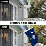 Load image into Gallery viewer, G128 Combo Pack: 5 Ft Tangle Free Spinning Flagpole (White) &amp; South Carolina Flag 2.5x4 Ft Embroidered 220GSM Spun Polyester, Brass Grommets (Flag Included) Aluminum Flag Pole