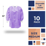 Load image into Gallery viewer, Disposable Lab Jackets 30” Long M Size Purple SMS Disposable Coats 10 Pack PPE