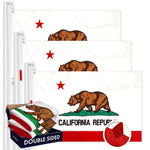 Load image into Gallery viewer, G128 3 PACK: California State Flag 4x6 Ft Double Sided Embroidered 210D Indoor/Outdoor, Brass Grommets, Heavy Duty Polyester, 3ply