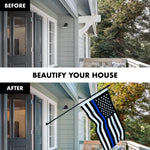 Load image into Gallery viewer, G128  6 Feet Tangle Free Spinning Flagpole (Black) Thin Blue Line Flag Brass Grommets Spun Polyester 3x5 ft (Flag Included) Aluminum Flag Pole