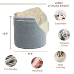 Load image into Gallery viewer, Large Recycled Cotton Rope Basket Blanket Storage Basket Pillows Toys Towels Laundry and Living Room Organization 15.8x13.8 Inches Eco friendly &amp; Decorative Basket Gray