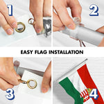 Load image into Gallery viewer, G128 Combo Pack: 6 Ft Tangle Free Spinning Flagpole (Silver) &amp; Hungary Coat of Arms Flag 3x5 Ft Printed 300D Polyester, Brass Grommets (Flag Included) Aluminum Flag Pole