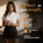 Load image into Gallery viewer, White Classic 3 Pack   Black Server Waist Aprons with 3 Pockets Waitress Half Apron