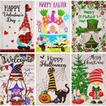 Load image into Gallery viewer, G128 Garden Flag Set Holiday Gnomes 12x18 6 pieces Blockout Fabric