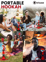 Load image into Gallery viewer, Black Red Hookah set with everything   Hookah Set 2 Hose Hookah – LilOne