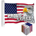 Load image into Gallery viewer, G128 5 Pack: American USA Proud &amp; Free Eagle Flag Flag  3x5 Ft  LiteWeave Pro Series Printed 300D Poly  Specialty Flag, Vibrant Colors, Brass Grommets, Thicker and More Durable Than 100D 75D Poly