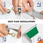 Load image into Gallery viewer, G128 Combo Pack: 6 Ft Tangle Free Aluminum Spinning Flagpole (Silver) &amp; Ireland Irish Flag 3x5 Ft, LiteWeave Pro Series Printed 150D Polyester, 4 Corner Brass Grommets  Pole with Flag Included