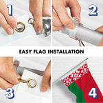 Load image into Gallery viewer, G128 Combo Pack: 6 Ft Tangle Free Aluminum Spinning Flagpole (Silver) &amp; Belarus Belarusian Flag 3x5 Ft, LiteWeave Pro Series Printed 150D Polyester  Pole with Flag Included