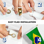 Load image into Gallery viewer, 6 Ft Tangle Free Spinning Flagpole White Brazil 3x5 ft Brass Grommets Printed