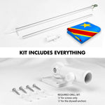 Load image into Gallery viewer, G128 Combo Pack: 6 Ft Tangle Free Spinning Flagpole (Silver) &amp; Democratic Republic of the Congo Flag 3x5 Ft Printed 150D Polyester, Brass Grommets (Flag Included) Aluminum Flag Pole
