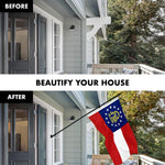 Load image into Gallery viewer, G128 Combo Pack: 6 Ft Tangle Free Spinning Flagpole (Black) &amp; Georgia Flag 3x5 Ft Embroidered 220GSM Spun Polyester, Brass Grommets (Flag Included) Aluminum Flag Pole