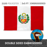 Load image into Gallery viewer, G128 Combo Pack: USA American Flag 3x5 Ft Embroidered Stars &amp; Peru (Peruvian) Flag 3x5 Ft Doublesided Embroidered 210D