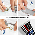 Load image into Gallery viewer, G128 Combo Pack: 6 Feet Tangle Free Spinning Flagpole (Silver) Thin Blue and Red Line Flag 3x5 ft Printed 150D Brass Grommets (Flag Included) Aluminum Flag Pole