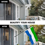Load image into Gallery viewer, G128 Combo Pack: 6 Ft Tangle Free Aluminum Spinning Flagpole (Black) &amp; Sierra Leone Sierra Leonean Flag  3x5 Ft LiteWeave Pro Series Printed 150D Polyester  Pole with Flag Included