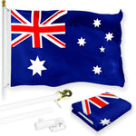 Load image into Gallery viewer, G128 Combo Pack: 6 Feet Tangle Free Spinning Flagpole (White) Australia Australian Flag 3x5 ft Printed 150D Brass Grommets (Flag Included) Aluminum Flag Pole