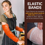 Load image into Gallery viewer, Disposable Sleeve Protectors for Arms 18 Inch Long Pack of 100 Orange Disposable Arm Sleeve Protectors with Elastic Ends 1 mil Thick and Waterproof Polyethylene Disposable Sleeves to Cover Arms