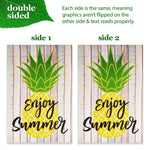 Load image into Gallery viewer, Combo Pack: Garden Flag Stand Black 36 in x 16 in &amp; Garden Flag Summer Decoration Enjoy Summer Pineapple 12x18 DoubleSided Blockout Fabric
