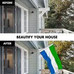 Load image into Gallery viewer, G128 Combo Pack: 6 Ft Tangle Free Aluminum Spinning Flagpole (Silver) &amp; Sierra Leone Sierra Leonean Flag  3x5 Ft LiteWeave Pro Series Printed 150D Polyester  Pole with Flag Included