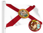 Load image into Gallery viewer, G128 Florida FL State Flag  2x3 Ft  StormFlyer Series Embroidered 220GSM Spun Polyester  Embroidered Design, Indoor/Outdoor, Brass Grommets, Heavy Duty, All Weather