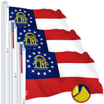 Load image into Gallery viewer, G128 3 Pack: Georgia GA State Flag  2x3 Ft  StormFlyer Series Embroidered 220GSM Spun Polyester  Embroidered Design, Indoor/Outdoor, Brass Grommets, Heavy Duty, All Weather