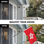 Load image into Gallery viewer, G128 Combo Pack: 6 Ft Tangle Free Spinning Flagpole (Black) &amp; Hong Kong Flag 3x5 Ft Printed 150D Polyester, Brass Grommets (Flag Included) Aluminum Flag Pole