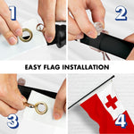 Load image into Gallery viewer, G128 Combo Pack: 6 Ft Tangle Free Aluminum Spinning Flagpole (Black) &amp; Tonga Tongan Flag 3x5 Ft, LiteWeave Pro Series Printed 150D Polyester  Pole with Flag Included