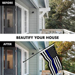 Load image into Gallery viewer, G128 Combo Pack: 6 Feet Tangle Free Spinning Flagpole (Black) Thin Blue Line Flag 3x5 ft Printed 150D Brass Grommets (Flag Included) Aluminum Flag Pole