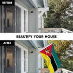 Load image into Gallery viewer, G128 Combo Pack: 6 Ft Tangle Free Aluminum Spinning Flagpole (Silver) &amp; Mozambique Mozambican Flag  3x5 Ft LiteWeave Pro Series Printed 150D Polyester  Pole with Flag Included