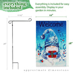 Load image into Gallery viewer, G128 Combo Pack: Garden Flag Stand Black 36 in x 16 in &amp; Garden Flag Winter Decoration Welcome Festive Bearded Gnome with Parcel 12x18 DoubleSided Blockout Fabric