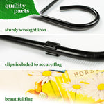 Load image into Gallery viewer, G128 Combo Pack: Garden Flag Stand Black 36 in x 16 in &amp; Garden Flag Spring Decoration Welcome Bee Gnome with Honey 12x18 DoubleSided Blockout Fabric