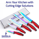 Load image into Gallery viewer, Kitchen Knife Set Professional Titanium Coated Stainless Steel Blades Dishwasher Safe Safety Sheaths 5 Knives