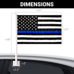 Load image into Gallery viewer, G128 2 Pack: Thin Blue Line Car Flag  11x17 In  Double LiteWeave Pro Series Double Sided Printed 150D Polyester  Flagpole Included  Perfect for Festival Celebrations, Parades