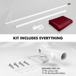 Load image into Gallery viewer, G128 Combo Pack: 5 Ft Tangle Free Aluminum Spinning Flagpole (White) &amp; Solid Burgundy Color Flag 2x3 Ft, LiteWeave Pro Series Printed 150D Polyester  Pole with Flag Included