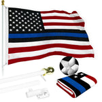 Load image into Gallery viewer, G128 Flag Pole 5 FT White Tangle Free &amp; Blue Lives Matter Flag 2.5x4 FT Combo Embroidered Spun Polyester