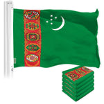 Load image into Gallery viewer, G128 5 Pack: Turkmenistan Turkmenistani Flag  3x5 Ft  LiteWeave Pro Series Printed 150D Polyester  Country Flag, Vibrant Colors, Brass Grommets, Thicker and More Durable Than 100D 75D Polyester