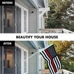 Load image into Gallery viewer, G128  6 Feet Tangle Free Spinning Flagpole (White) Thin Red Line Flag Brass Grommets Spun Polyester 3x5 ft (Flag Included) Aluminum Flag Pole