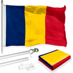 Load image into Gallery viewer, Flag Pole 6FT Silver Tangle Free &amp; Chad Chadian Flag 3x5 Ft Combo Printed 150D Polyester By G128