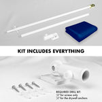 Load image into Gallery viewer, Combo Pack: 6 Feet Tangle Free Spinning Flagpole (White) Solid Blue Flag 3x5 ft Printed 150D Brass Grommets (Flag Included) Aluminum Flag Pole