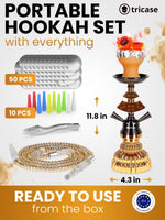 Load image into Gallery viewer, Gold Hookah set with everything   Hookah Set 2 Hose Hookah – LilOne