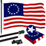 Load image into Gallery viewer, G128 Combo Pack: 6 Ft Tangle Free Aluminum Spinning Flagpole (Black) &amp; Betsy Ross Flag 3x5 Ft, ToughWeave Series Embroidered 300D Polyester  Pole with Flag Included