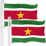 Load image into Gallery viewer, G128 2 Pack: Suriname Surinamese Flag  3x5 Ft  LiteWeave Pro Series Printed 150D Polyester  Country Flag, Indoor/Outdoor, Vibrant Colors, Brass Grommets, Thicker and More Durable Than 100D 75D Poly