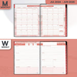 Load image into Gallery viewer, Aesthetic Planner Academic Year July 2024 June 2025 8.5x11 inch Marble Pink