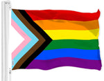 Load image into Gallery viewer, LGBT Progress Rainbow Pride Flag 3x5 Ft Printed 150D Polyester Indoor Outdoor