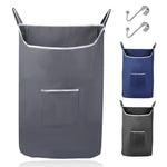 Load image into Gallery viewer, The Fine Living Co. X Large Hanging Laundry Hamper with Over Door Hooks &amp; Adhesive Durable Space Saving Laundry Bag with Zipper and Wide Open TopHanging Dorm Laundry Hamper 20 x3.75 x31  (Grey XL)