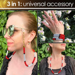 Load image into Gallery viewer, Eyeglass Chain Holder Necklace  Red Premium Beaded Glasses Strap for Sunglasses